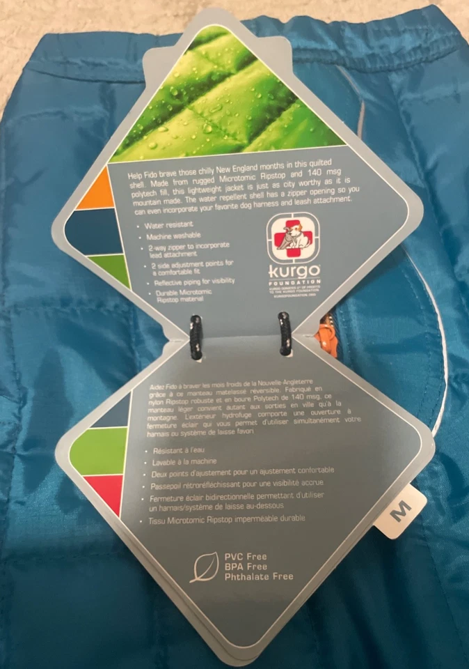 Chaqueta Kurgo Dog Loft Talla M Azul/Naranja Reversible, Resistente al Agua Nueva con Etiquetas Foto 4 de 4