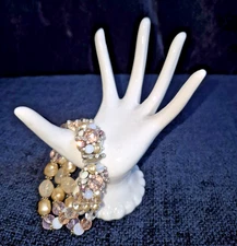 Sweet Romance Bracelet Retro Nouveau 2004 Swarovski Crystal Pearls Beads Signed