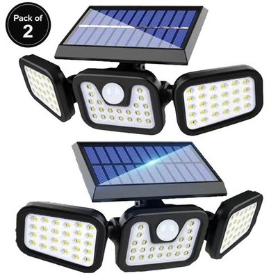 2 Pack LED Motion Sensor Solar Lights ,Outdoor IP65 Waterproof Security Lamp
