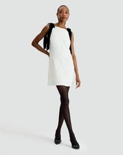 F&F Off White Sparkly Sequin Bow Shift Dress Size 20 Sold out Brand new with tag