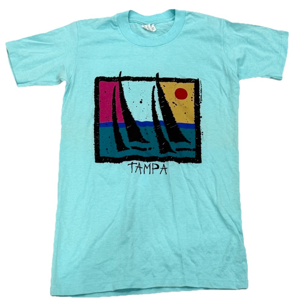Vintage Tampa Light Blue 90s Single Stitch USA Tee Shirt Men’s Size Small