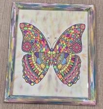 Beautiful Butterfly Handmade Picture 8x11. Painting And Ink Work 