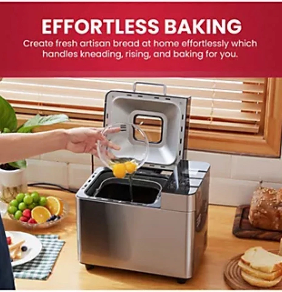 Программируемая хлебопечка Elite Gourmet 2 фунта, сенсорный экран из нержавеющей стали - Изображение 3 из 4