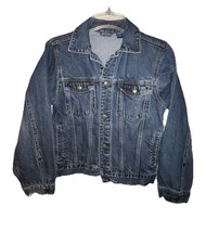 OshKosh B'gosh Denim Blue Jean Jacket Unisex Size 12 Cotton Button Up EUC