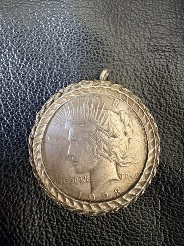 1923 Peace Dollar Silver Coin Pendant $1 Circulated Business Strike