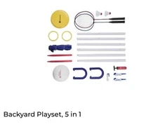 5 In 1 Backyard Combo Set Volleyball Badminton Ring Toss Horse Shoe Flying Disc
