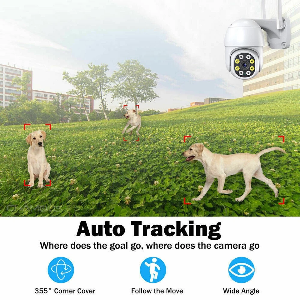 360° HD 1080p WiFi Wireless PTZ Zoom Outdoor Red IR Night Security Camera/W Card - Image 3 of 4