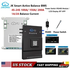 JK Smart Bms 4S-24S 100A-300A LiFePo4 Li-ion 1A/2A Balance BMS BT/RS485/LCD lot
