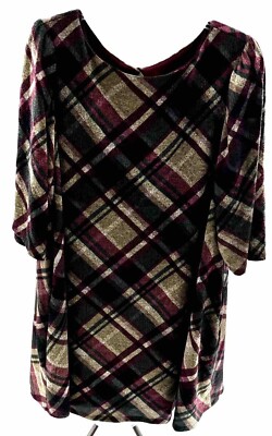 Jessica Carlyle Plus Womens Knit Plaid Shift Dress