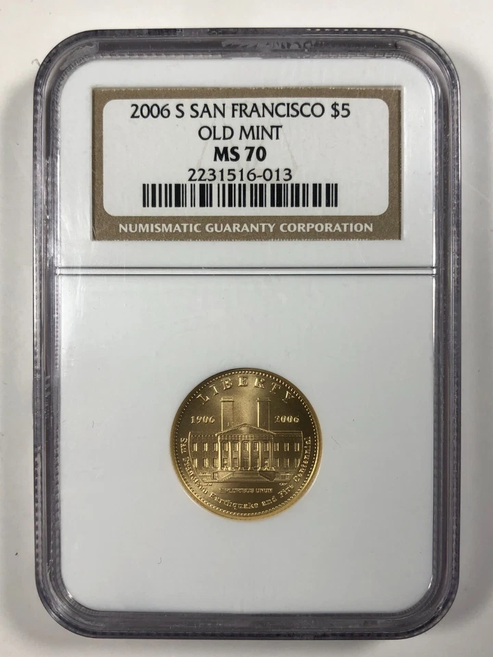 2006-S San Francisco Old Mint. $5 Gold Commem. NGC MS70. .2457oz AGW. - Image 3 of 4