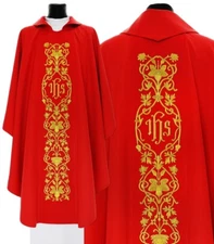 Red Gothic Chasuble with stole 546-C25 Vestment Rouge Casulla Roja Casula Rossa