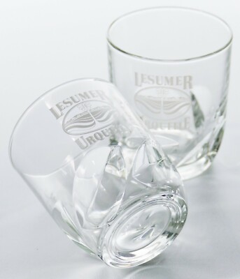 2 x Lesumer Urquelle mineral water Bremen water glass waves in glass 7936