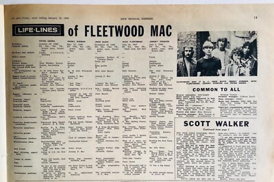 FLEETWOOD MAC+LIFE LINES+1969+ORIGINAL HALF PAGE MUSIC ARTICLE