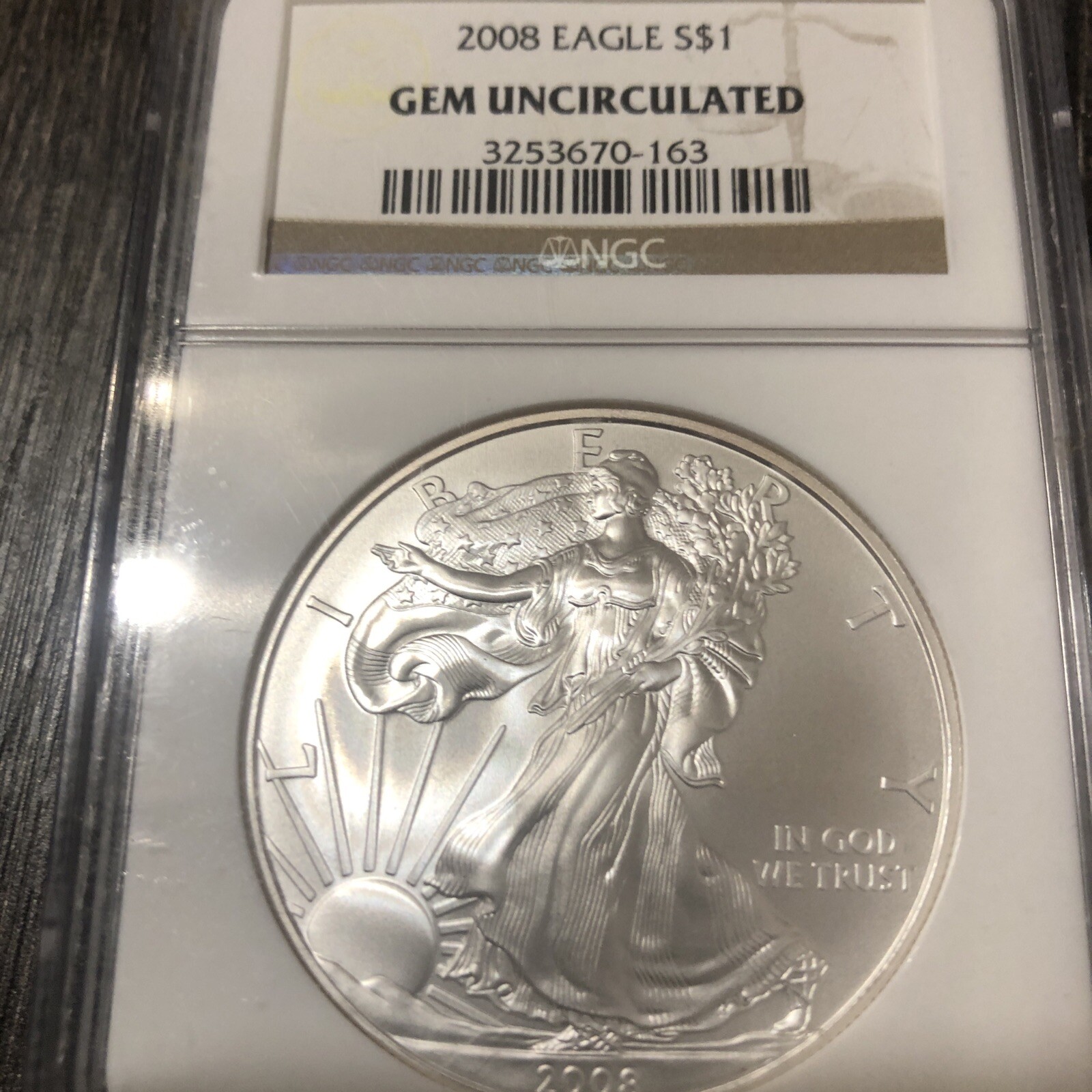 2008 American Silver Eagle Uncirculated 1 Troy Ounce .999 Fine w/ Capsule