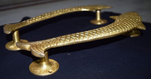 Golden Fish Shape Brass Door Handle Handmade Australian Culture Door Handles Dec - Picture 7 of 12