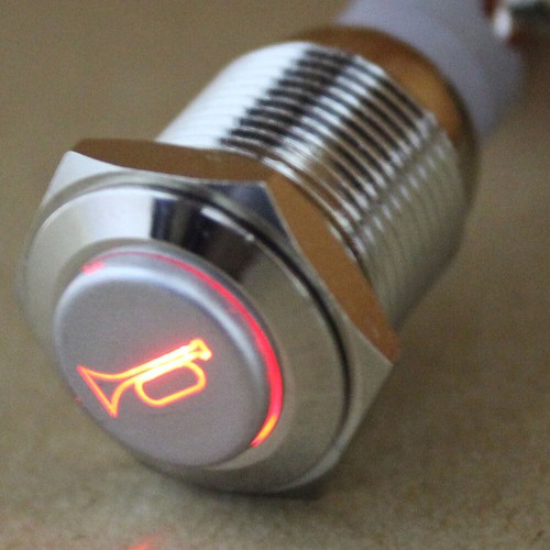 12V LED Momentary Horn Button Metal Switch 19mm Push Speaker Socket Plug Sales - Picture 8 of 9