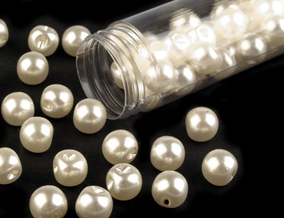 2-20 Kugelknöpfe Kunststoff Perlenknöpfe Brautkleid weiß sekt schwarz Brautmode - Bild 2 von 4