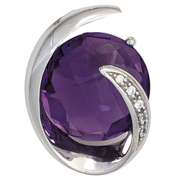 AnhäNger Amethyst Violett Lila & Diamanten Brillanten 585 Gold WeißGold, Damen-image