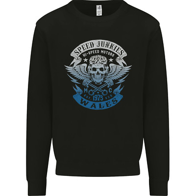Wales Speed Junkies Biker Motorrad Kinder Sweatshirt Pullover