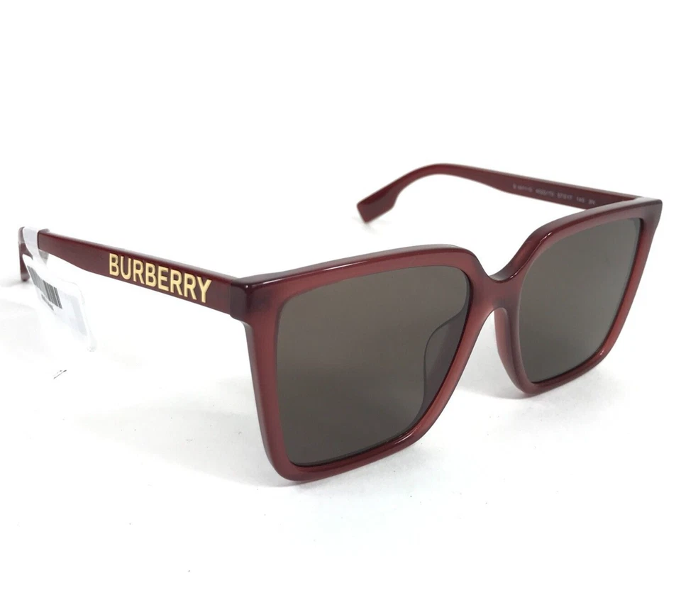 Gafas de sol Burberry B4411-D 4022/73 rojas de gran tamaño cuadradas marrones lentes 57-17-140 Foto 3 de 4