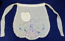 Vintage Childs Sheer Embroidered Half Apron 13 x 15.5"