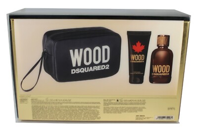  Wood By Dsquared2 3 Pces Set 3.4/3.3 oz Edt Spray+3.4 S/G +Bag  Men New In Box