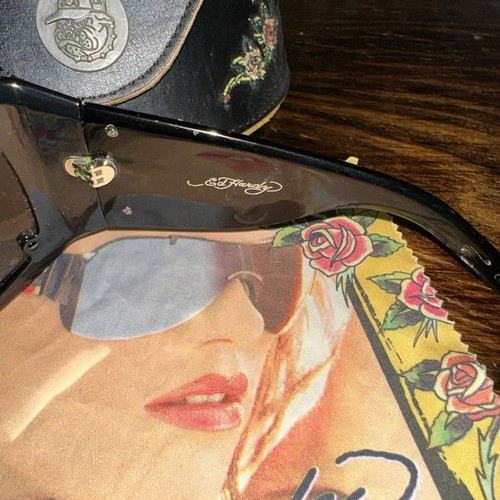 Vintage Ed Hardy Womens Skull & Roses Black Sunglasses - Picture 5 of 7