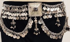 Unique Coin BELT Kuchi Tribal Fusion Belly Dance Skirt Costume Jewelry Boho ATS