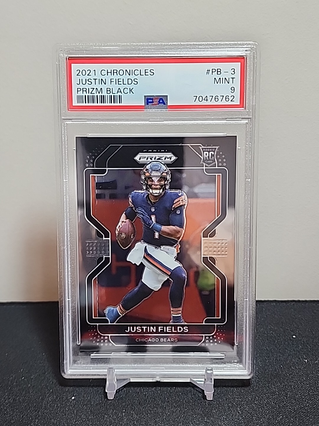 JUSTIN FIELDS 2021 CHRONICLES PRIZM BLACK FOOTBALL ROOKIE RC PSA 9