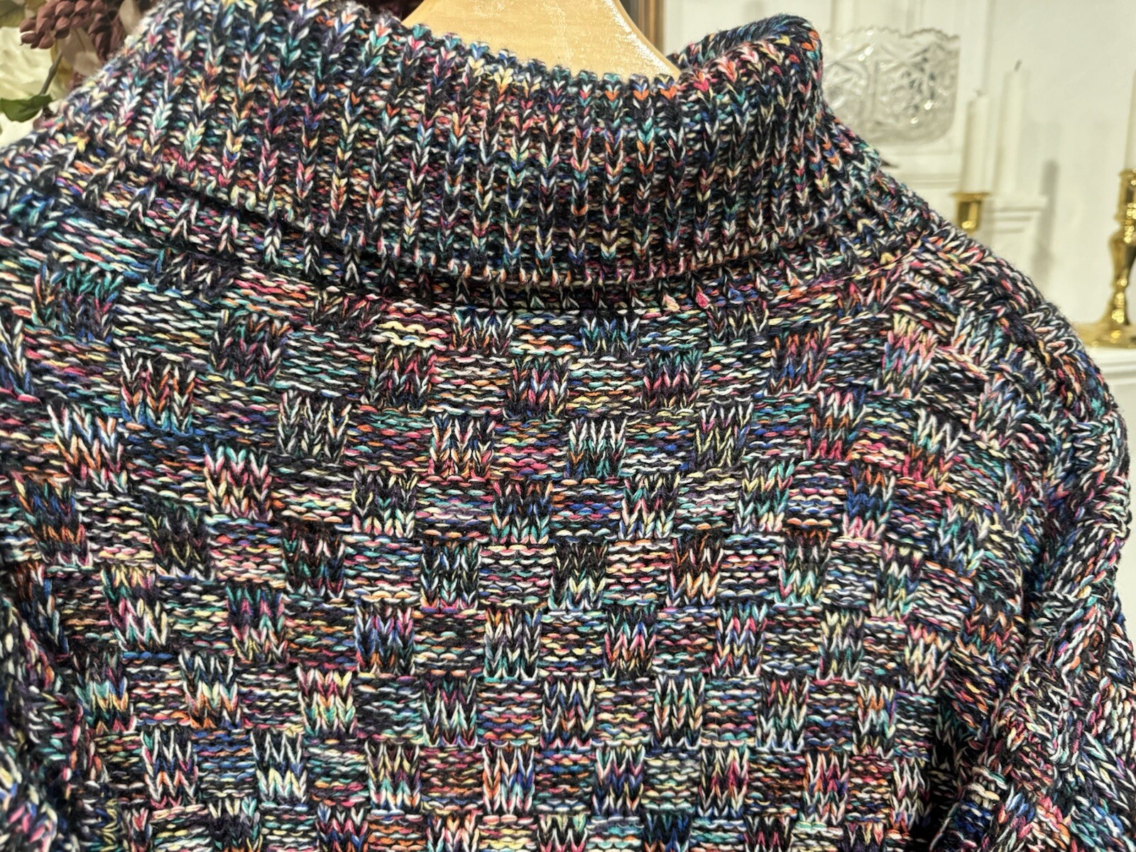 Elodie Multicolor Knitted Turtleneck Sweater Size Medium