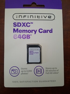Infinitive 64GB SDXC Memory Card   8,000 photos  80 min HD Video A1