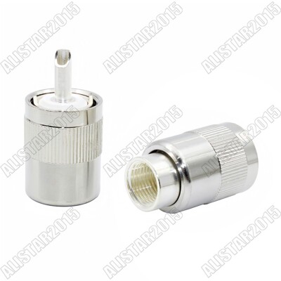 1x UHF PL-259 Male RF Twist-on Connector Solder For RG8 RG213 RG214 LMR400 Cable