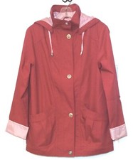 Macintosh New England Red Trench Coat With Hood, Size S, Nwot