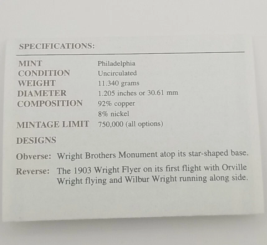 Commemorative Coin 2003 First Flight Centennial uncirculated half Dollar  #20 - Image 4 of 4