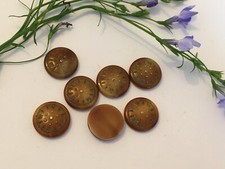 Vintage Czech Cab Round Glass Flatback CRAFT 8er Pack Honigbraun Muster