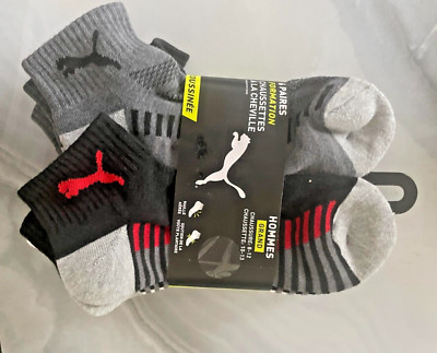 Puma Men's Large Training QTR. Crew Socks 6 pair
