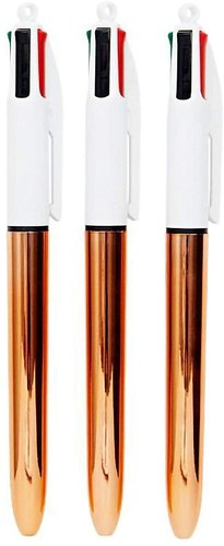 2x Bic 4 Colour Ballpoint Pens - Rose Gold. Pack of 3. B159893 |UK Free Dispatch - Picture 2 of 3