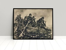 Poster Soldati Tedeschi in Impiego MG34 / Guerra Mondiale Wehrmacht Manifesto Militaria