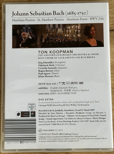 Matthäus Passion Johann Sebastian Bach - Doppel DVD Ton Koopman - Bild 2 von 2