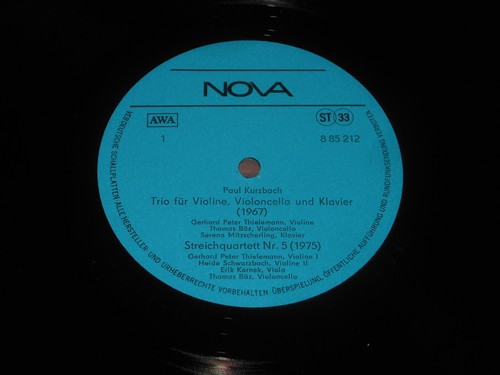 PAUL KURZBACH - LP - Trio für Violine, Violoncello und Klavier -Streichquartette - Bild 3 von 3