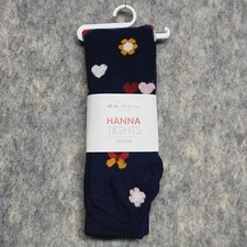 Hanna Andersson Footed Tights Baby Girls 60cm 3-6 Months Navy Blue Patterned