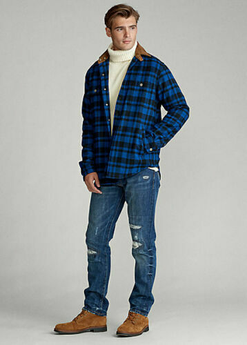 ***Large*** NEW Polo Ralph Lauren Mens Blue Wool Classic Fit Plaid Work shirt - Picture 4 of 8
