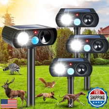 4Pack Ultrasonic Animal Repellent Outdoor Solar Animal Repeller with LED Stro