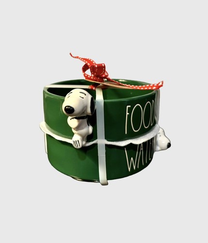 Rae Dunn Peanuts 3-D Snoopy Hundenäpfe Futter- & Wassergeschirr Dunkelgrün Set Neu - Bild 2 von 8
