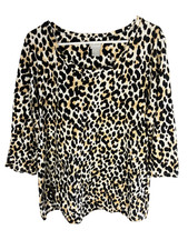 CHICO'S Shirt Size 3 Womens XL Animal Print 3/4 Sleeve Cotton Modal Pullover Top
