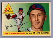1955 Topps #37 Joe Cunningham Rookie Card RC St. Louis Cardinals Vintage Card VG. rookie card picture