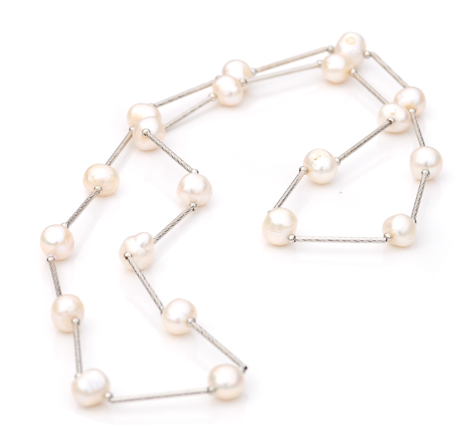 Elegant Long Large Cultivated Pearl Necklace Evening Casual Dress Stylish