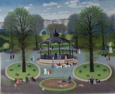 MICHEL DELACROIX Le Kiosque.  Lithograph  Signed in the plate