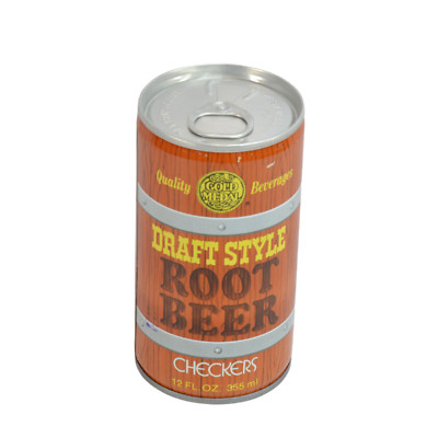 Checkers Draft Style Root Beer Soda Can Bottom Opened Steel Pull Tab 33-6