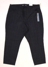 Old Navy Women Pixie High Rise Plaid Ankle Work Pants Navy Blue Secret Pocket 22